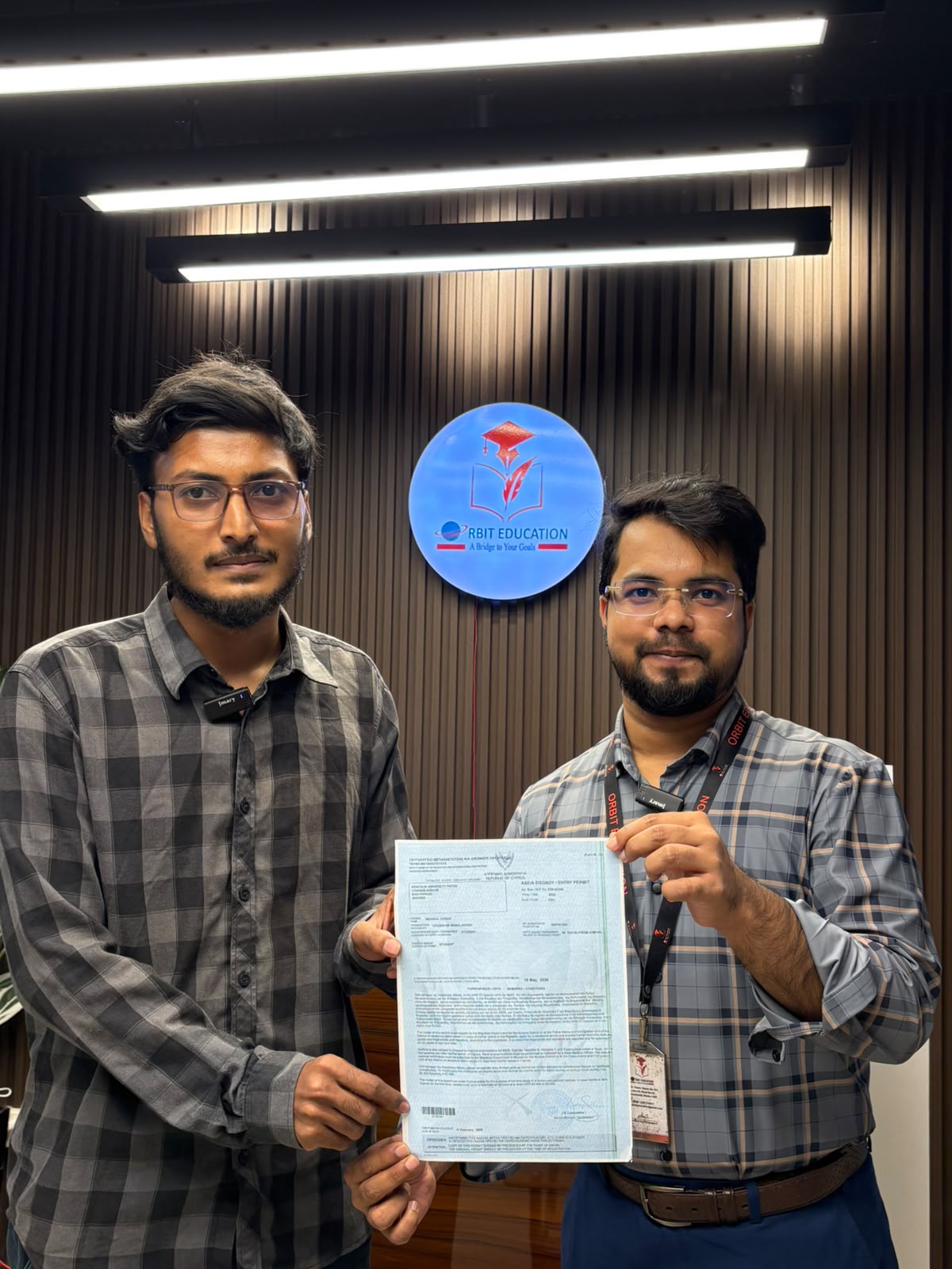 Md Emdadul Haque at the Orbit Education office after a student visa approval